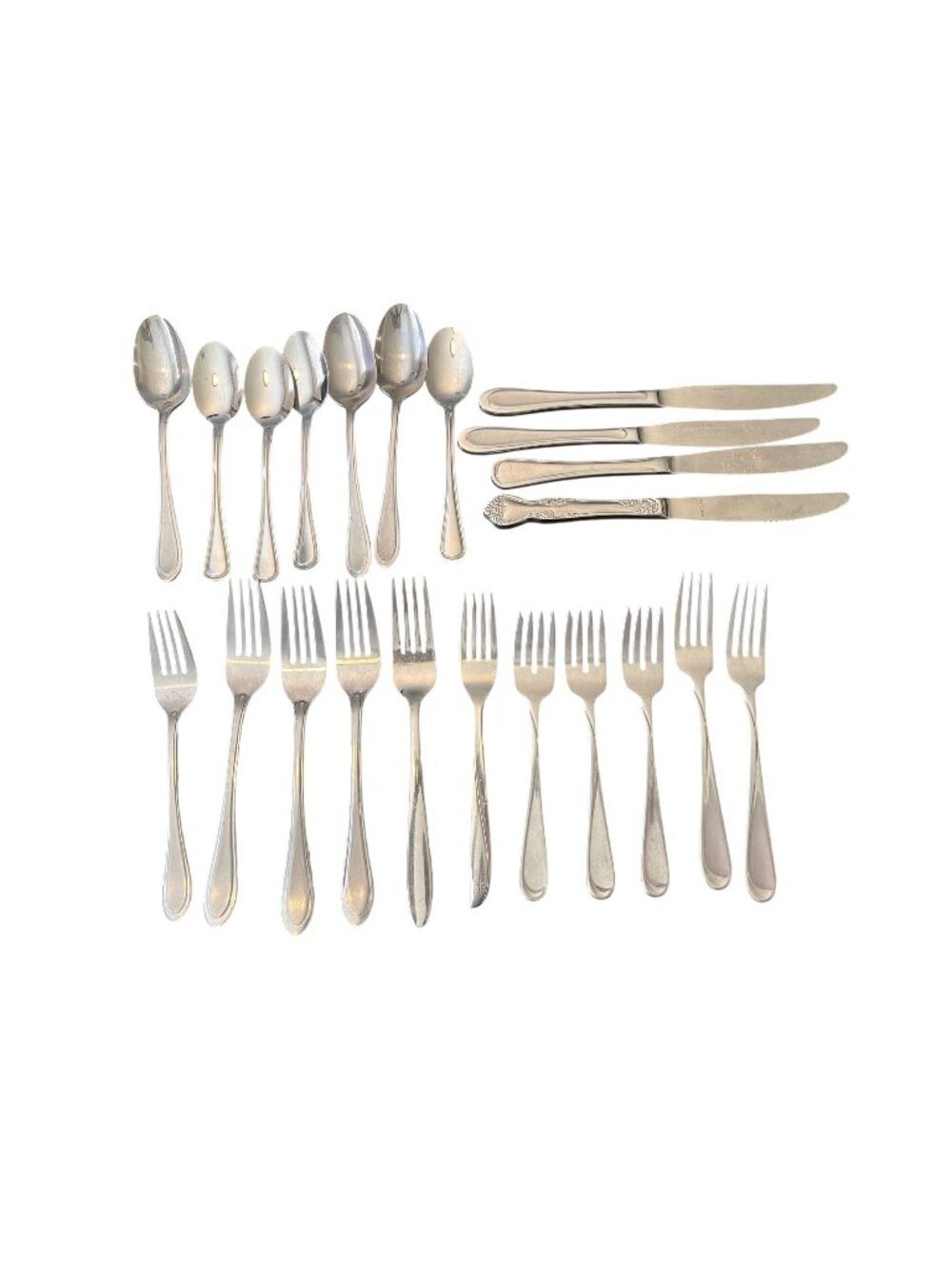 Oneida Stainless Flatware Mixed Forks Spoons Butter Knives Lot of 22